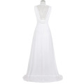 Kate Kasin, sem mangas, quadrado, pescoço, branco, longo, chiffon, noite, vestido, 2016, 8, tamanho, US, 2, ~ 16, KK000131-1